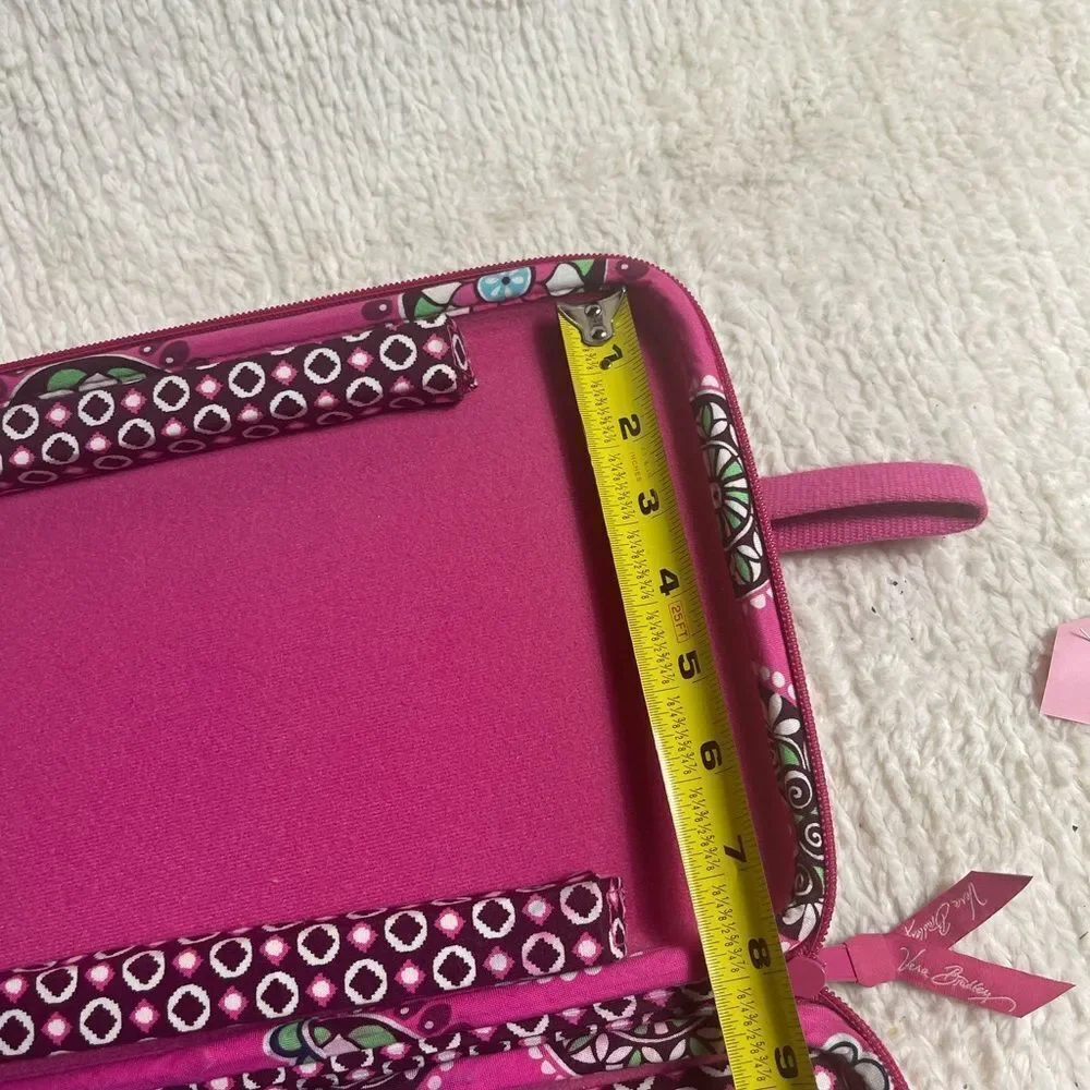 Vera Bradley Pink Cupcake Hard Shell Laptop Travel Bag Quilted Fabric.